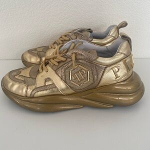 Philipp Plein Gold Runners Mix Women’s US Size 8.5 And EU 39